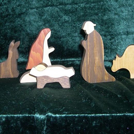 Moderne Designkrippe, Holz, Christi Geburt